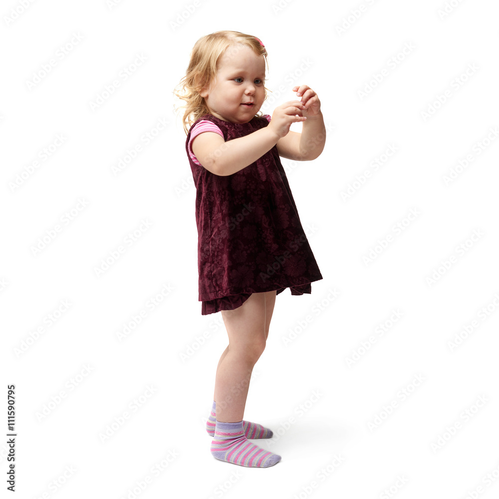 Young little girl standing over isolated white background Young little girl standing over isolated white background