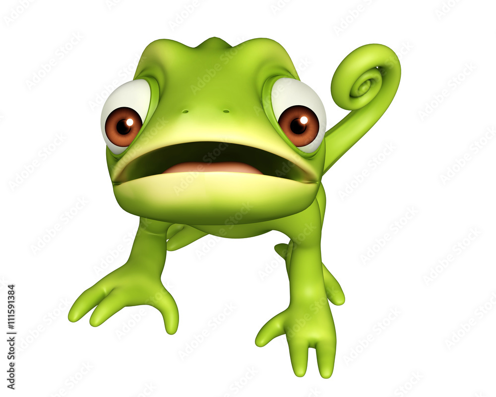 Fototapeta premium cute Chameleon funny cartoon character