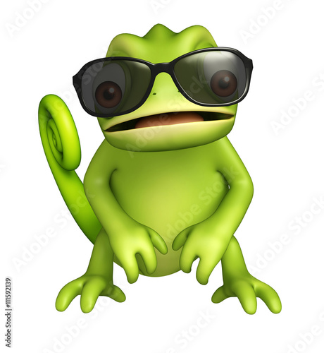 fun Chameleon cartoon character with sunglass
