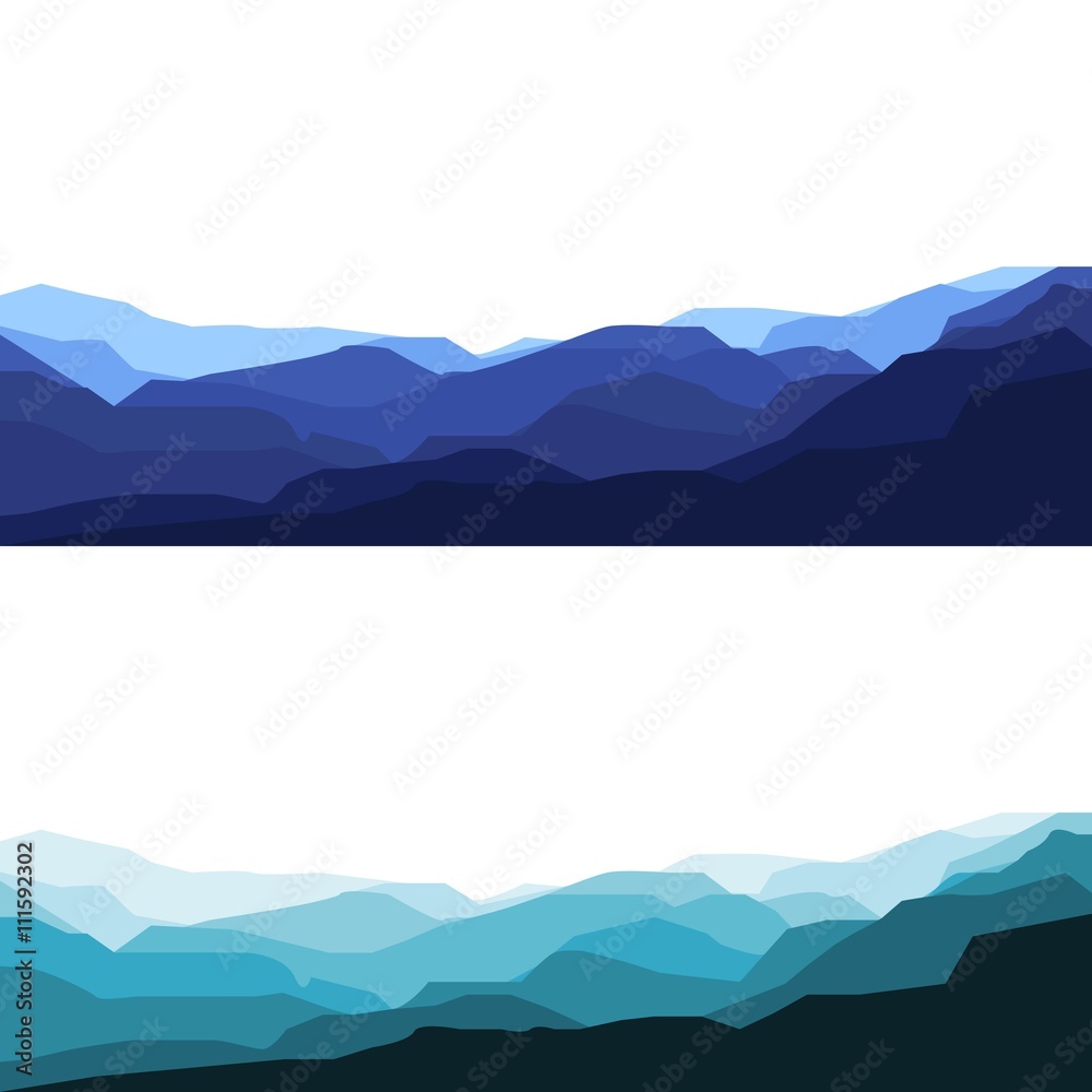 Blue mountain landscape background. Vector illustration.
