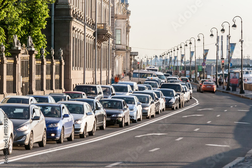 transport jam on city roads St. Petersburg photo
