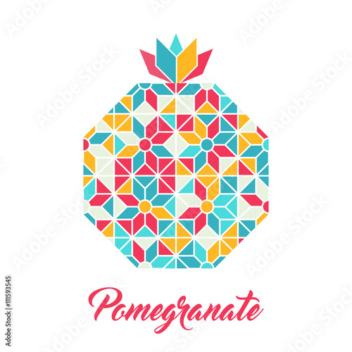 Pomegranate, vector geometric illustration.