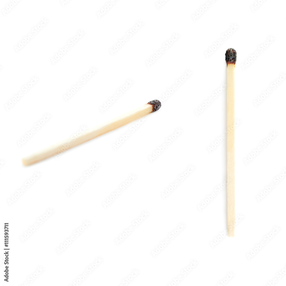 Set of Wooden match isolated over the white background Set of Wooden match isolated over the white background