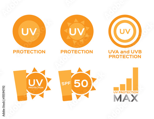 uv protection logo and icon , 6 uv sets