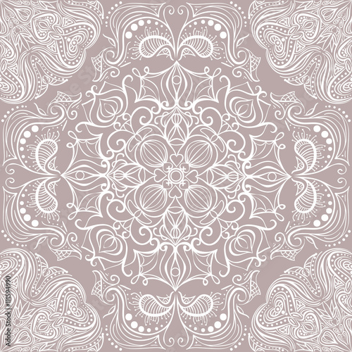 Seamless pattern with vintage decorative elements. Hand drawn background. Islam  Arabic  Indian  ottoman motifs. Ethnic floral seamless pattern with abstract ornamental mandala