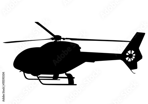 Silhouette of a large helicopter on a white background