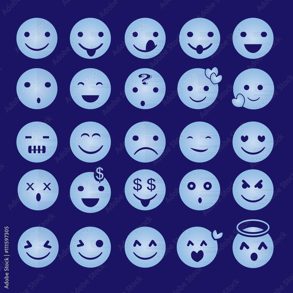 Blue Emoticon Vectors Blue Emoticon Vectors