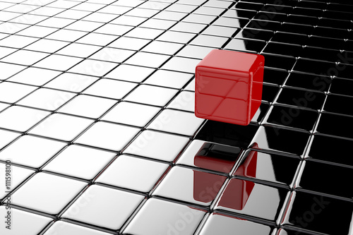 Konstfotografi leadership concept with red cubic