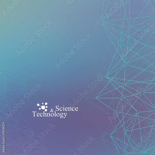 Geometric graphic background molecule and communication. Connected lines with dots. Concept of the science, chemistry, biology, medicine, technology. Vector illustration