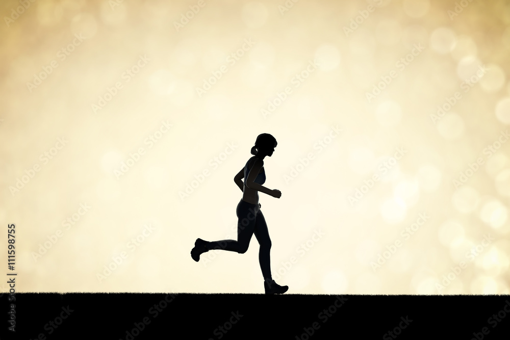 silhouette running woman