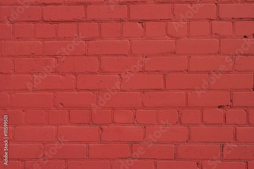 Old Brick Wall Freshly Painted in Red-Ocher Color