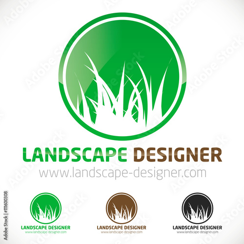 logo jardinier paysagiste gazon pelouse herbe vert