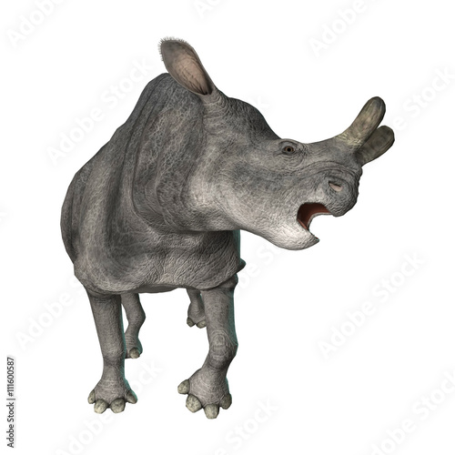 3D Rendering Brontotherium on White