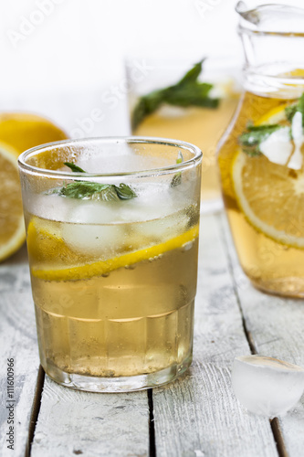 Lemonade with fresh lemon and mint