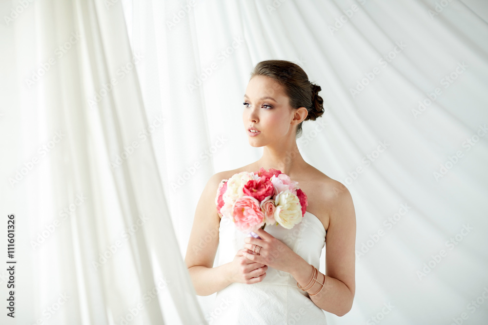 beautiful asian woman with flower and jewelry