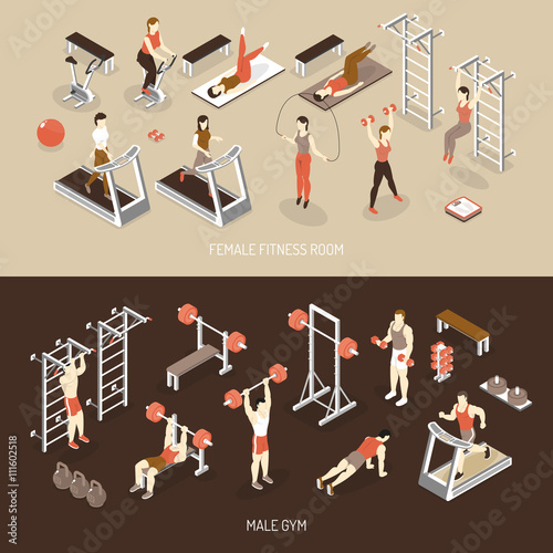 Fitness Isometric Horizontal Banners
