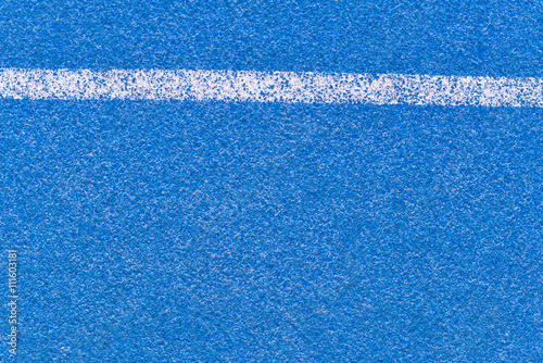 Blue running track rubber cover with white line