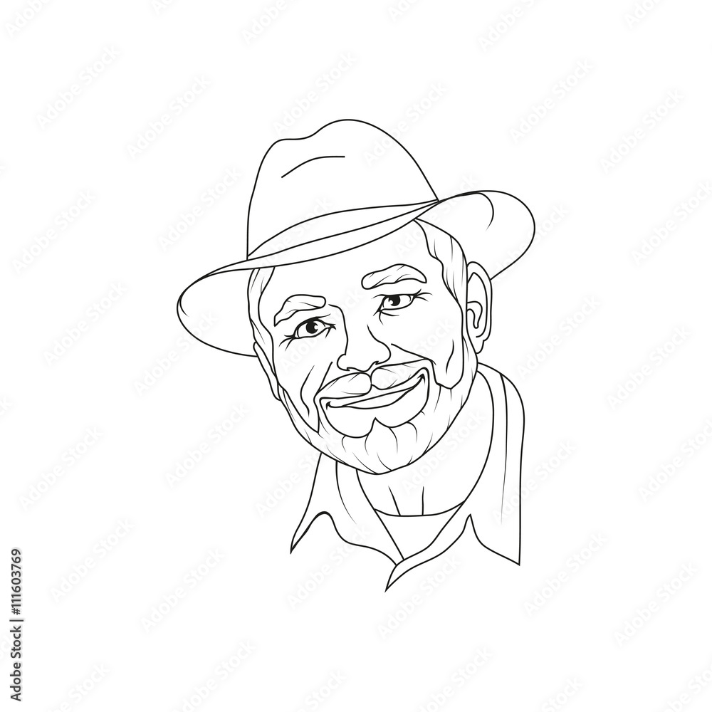 illustration of an elderly man in a hat illustration of an elderly man in a hat