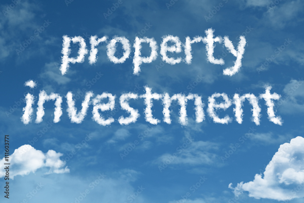Property Investment cloud word with a blue sky