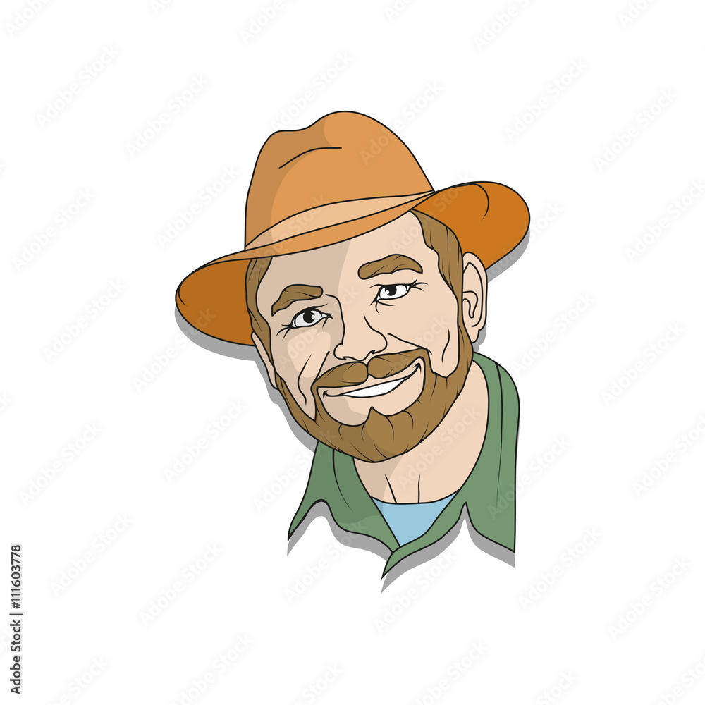 illustration of an elderly man in a hat illustration of an elderly man in a hat