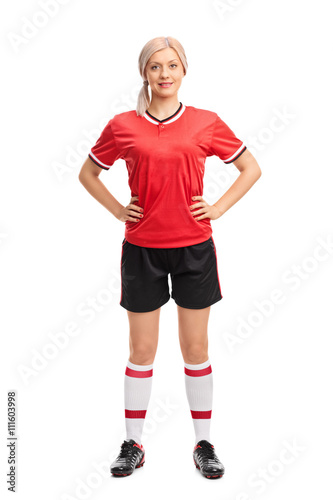 Female soccer player in a red jersey © Ljupco Smokovski