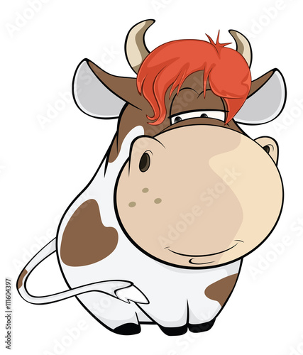  Illustration of a Cute Cow. Cartoon Character