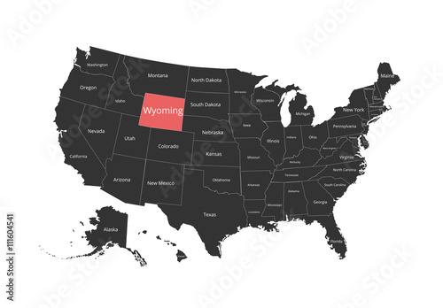 Map of the USA. Image with clipping path and name of states. State mark. Vector illustration.