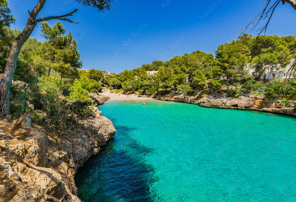 Spain Majorca Cala Serena beautiful cove with turquoise water