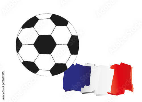 Fußball Europameisterschaft in Frankreich - Meisterschaft in Europa, Fußball mit Flagge von Frankreich