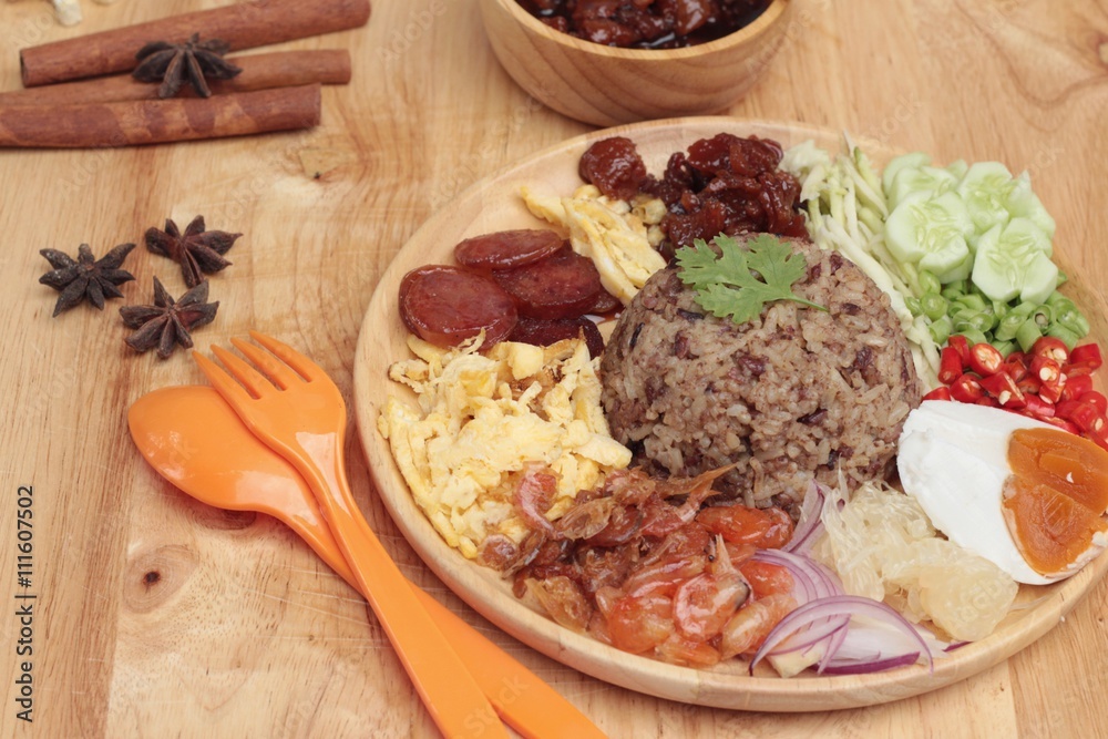 Fried rice with shrimp paste thai food. Fried rice with shrimp paste thai food.