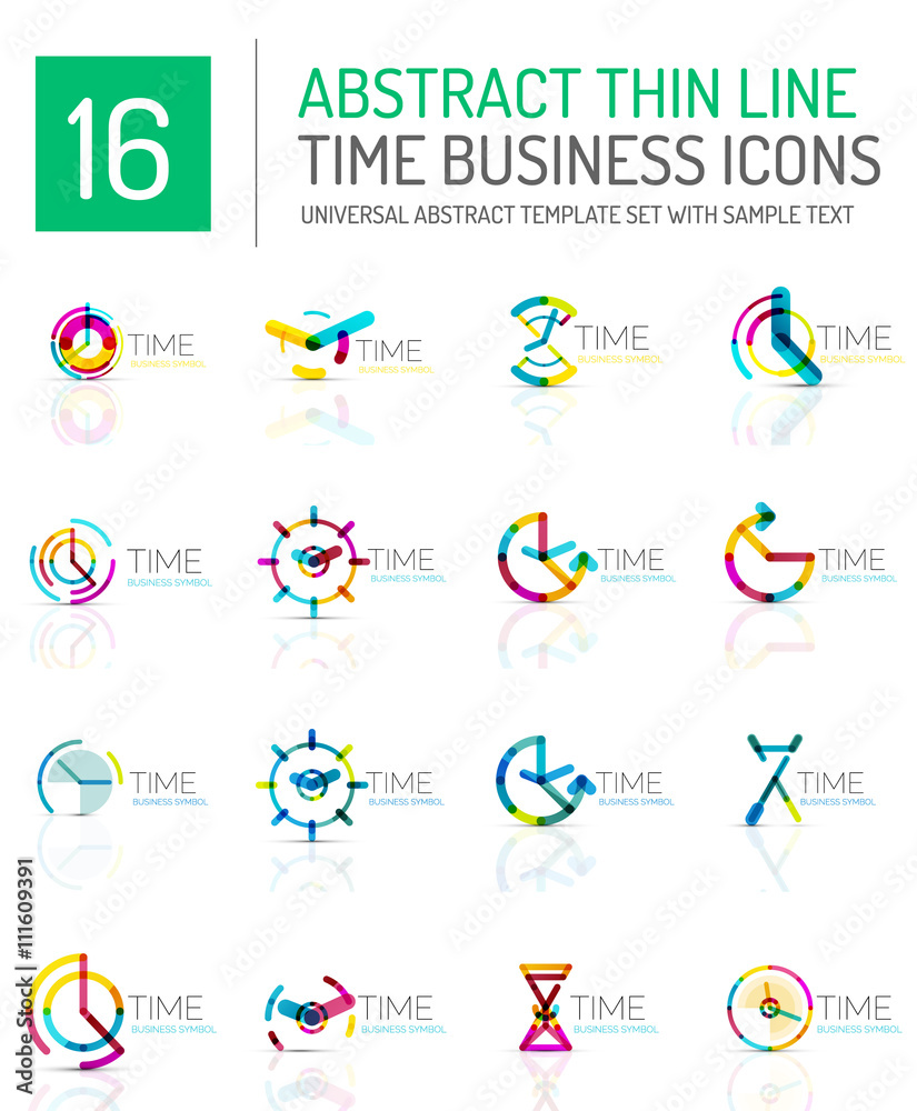 Geometric clock and time icon set Geometric clock and time icon set
