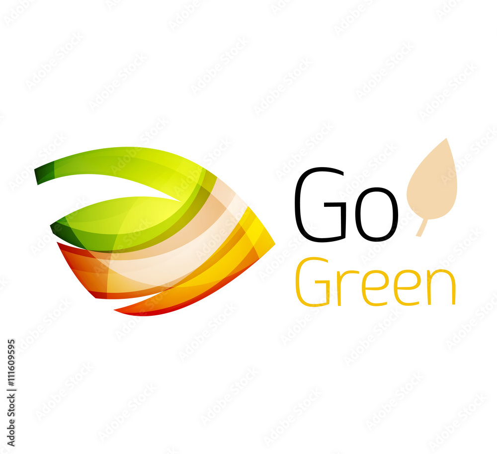 Fototapeta premium Abstract eco leag logo design made of color pieces - various geometric shapes