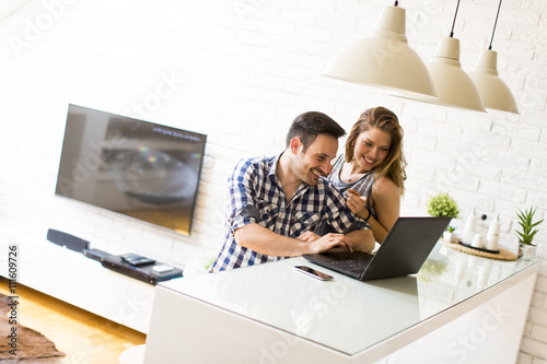 Couple with a laptop