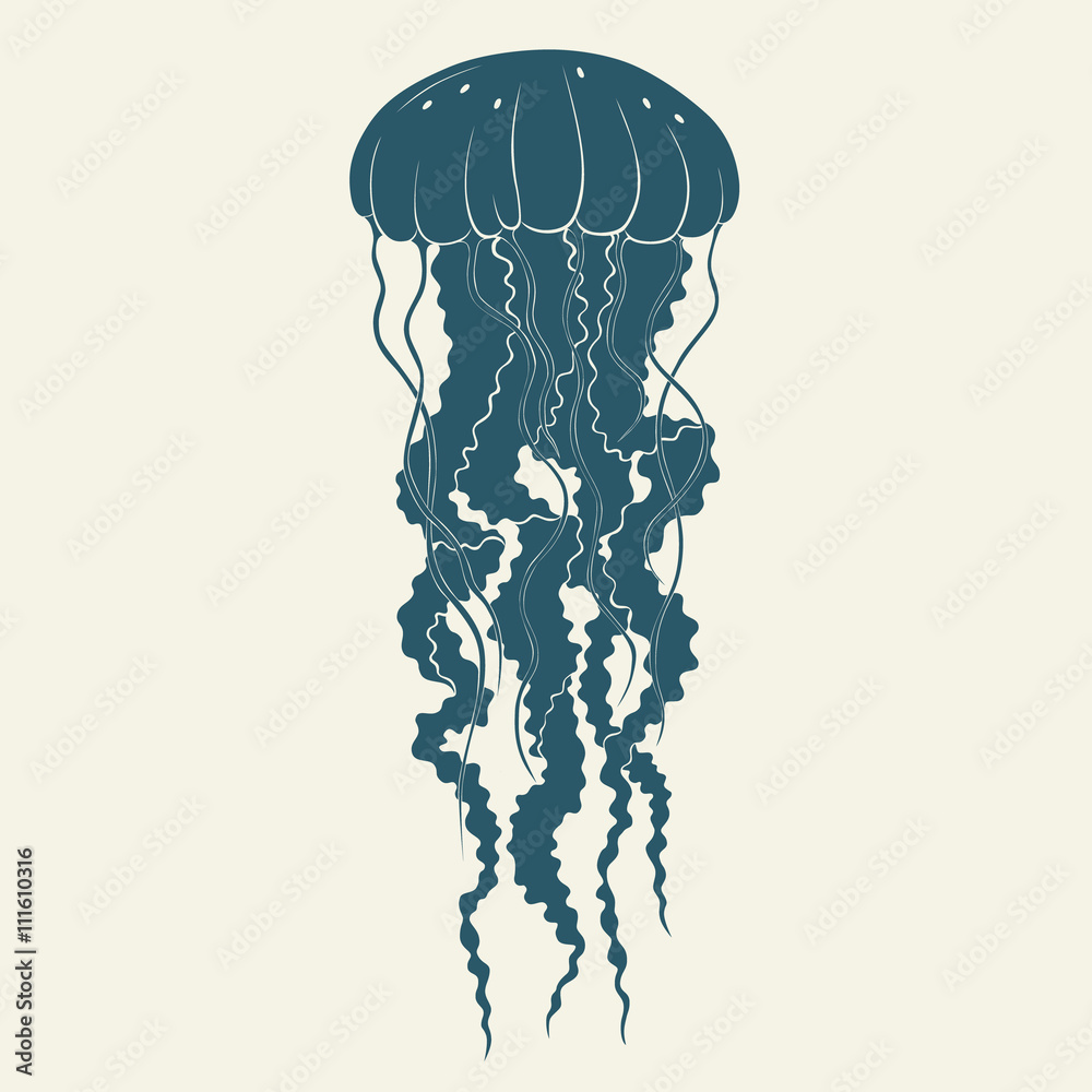 Silhouette of jellyfish. Template for labels. Vector Silhouette of jellyfish. Template for labels. Vector