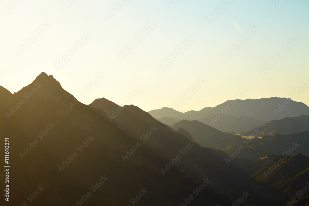 Panoramic view of meadows, hills and sky in Malibu Panoramic view of meadows, hills and sky in Malibu