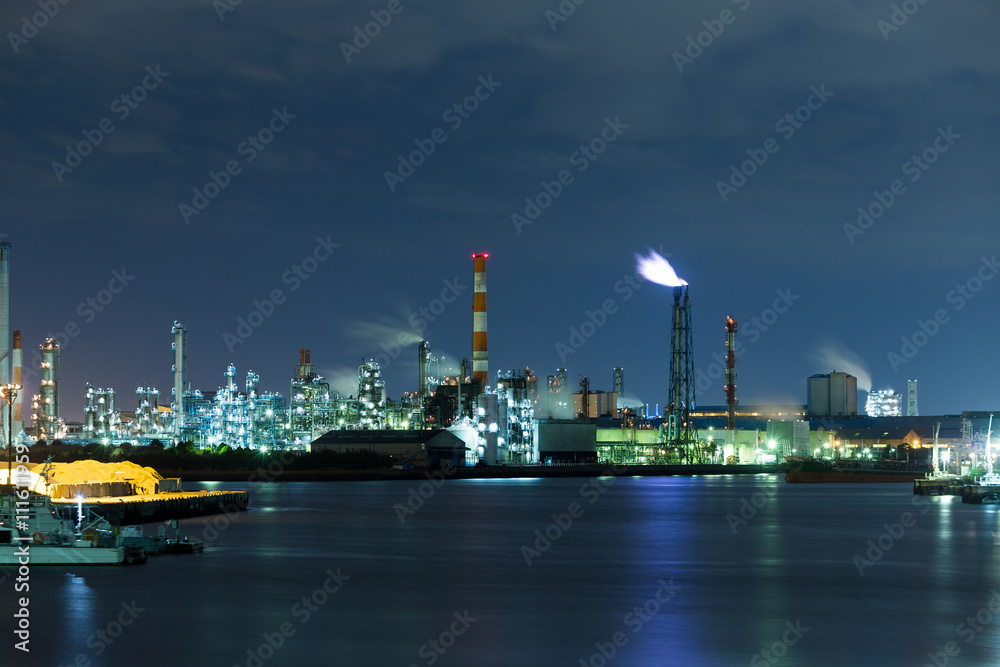 Industrial Factory working at night