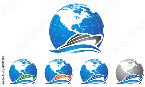 boat travel logo vector