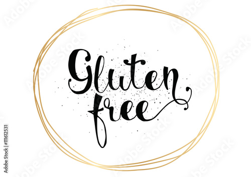 Gluten free inscription. Hand drawn tag or label.