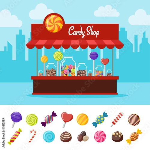 Sweet Candy Flat Composition