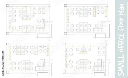 Standard office furniture symbols on floor plans