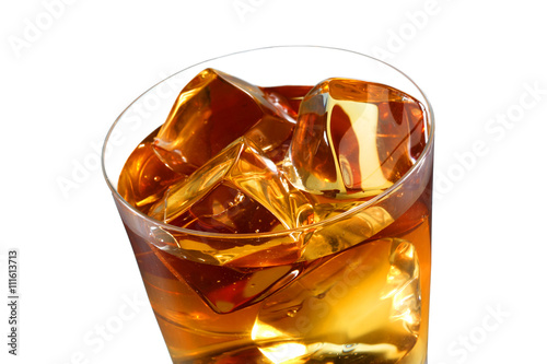 A glass of ice tea isolated on white background