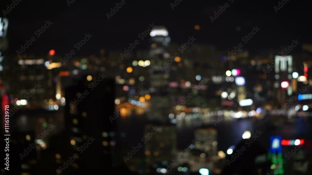 Blur background view of World famous skyline Hong Kong harbour at night. Tourist landmark popular view Blur background view of World famous skyline Hong Kong harbour at night. Tourist landmark popular view