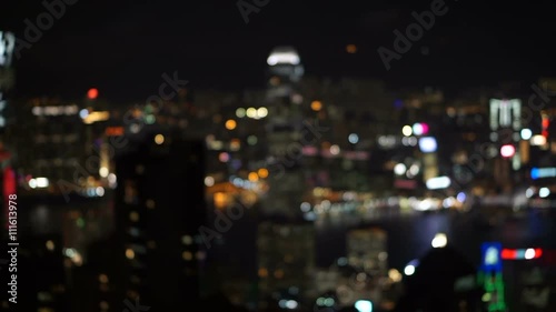 Wallpaper Mural Blur background view of World famous skyline Hong Kong harbour at night. Tourist landmark popular view Torontodigital.ca