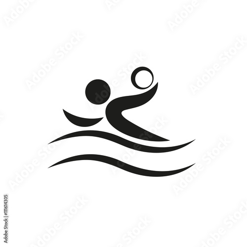 Swimmer playing water polo symbol for download.