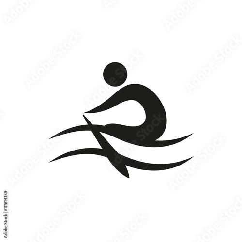 Rowing icon monochrome on white background