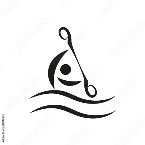 Canoeing and Kayaking icon monochrome on white background