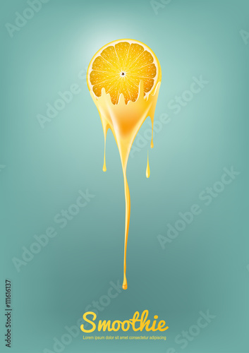 Yellow Lemon Yogurt and Smoothie milk with fruit, Juice concept, Vector Illustration