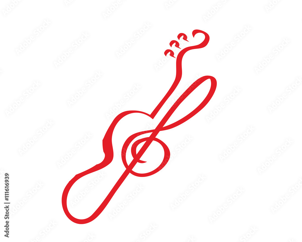 Fototapeta premium Modern Music Logo - Classic Guitar Course Symbol