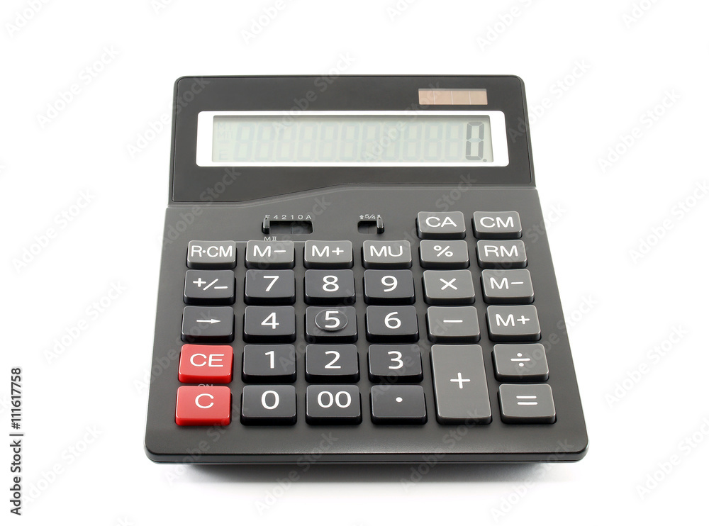 closeup single black digitalcal culator isolated on white background, electronic office supplies for calculating the numbers in business finance or mathematics education closeup single black digitalcal culator isolated on white background, electronic office supplies for calculating the numbers in business finance or mathematics education