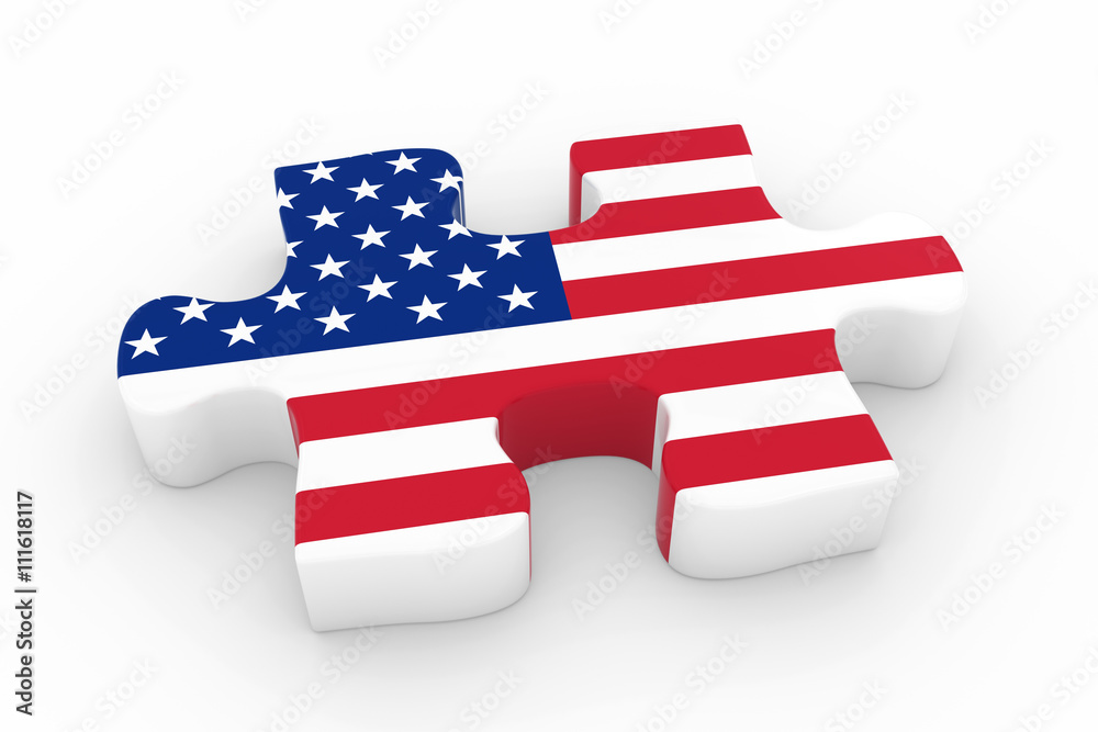 American Flag Puzzle Piece - Flag of the USA Jigsaw Piece 3D Illustration  Stock-Illustration | Adobe Stock
